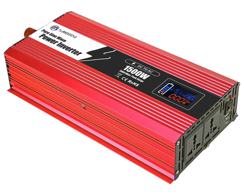 12V Solar-Ready Battery Inverter 1500W, No MPPT, for Camping/RV Backup