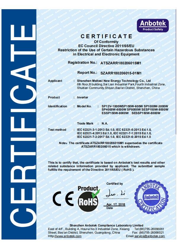 SP Power inverter ROHS