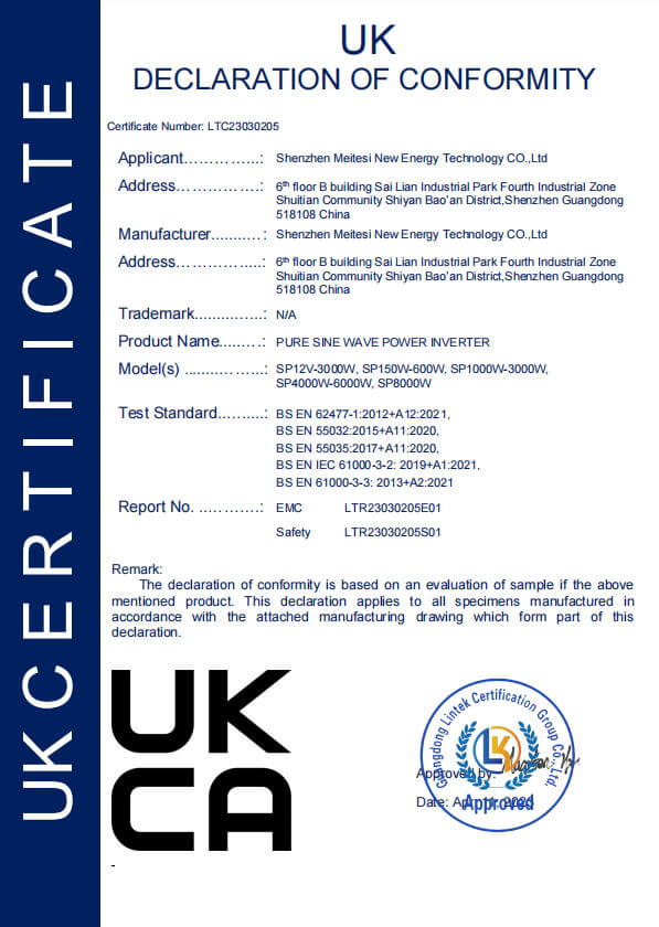 UKCA Declaration of Conformity