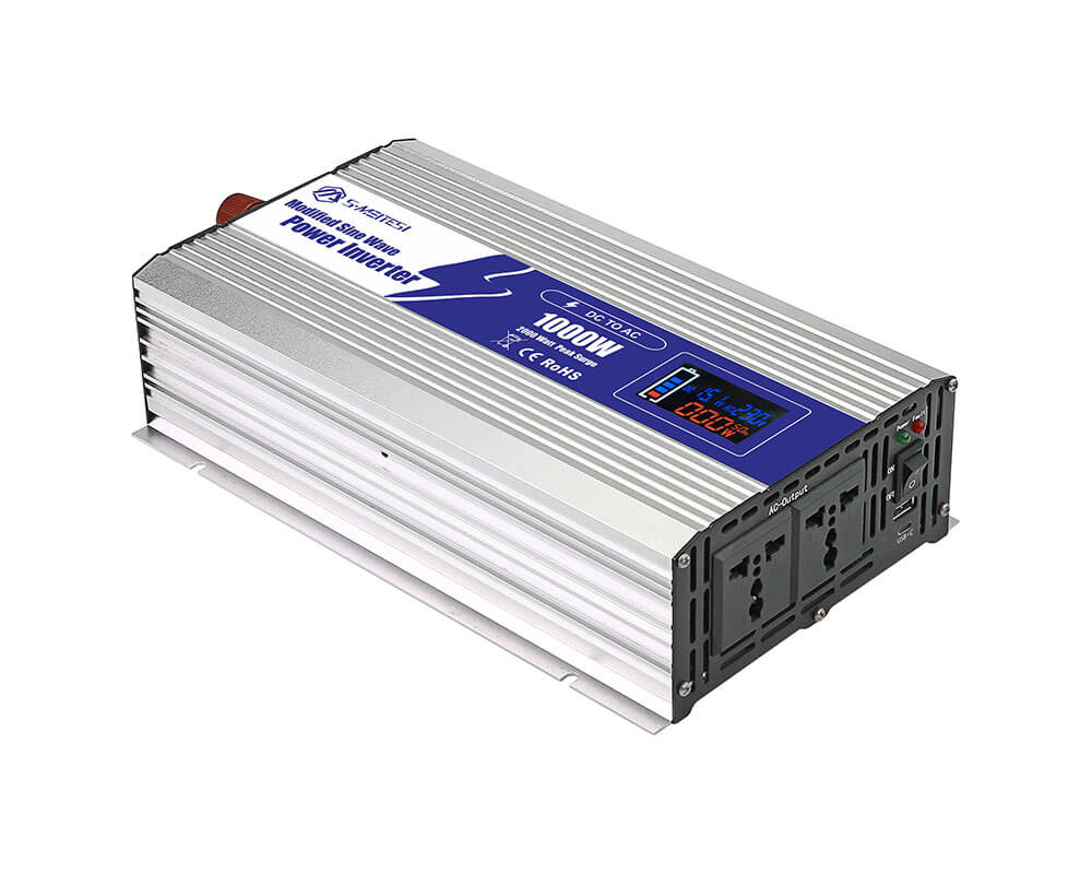 1000W LCD Modified Sine Wave Inverter - See AC Run Time While Camping