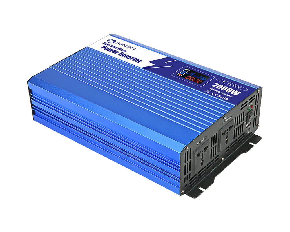 RV Off-Grid Inverter 2000W – LCD Screen Shows AC Run Time, Silent Cooling for Night Use