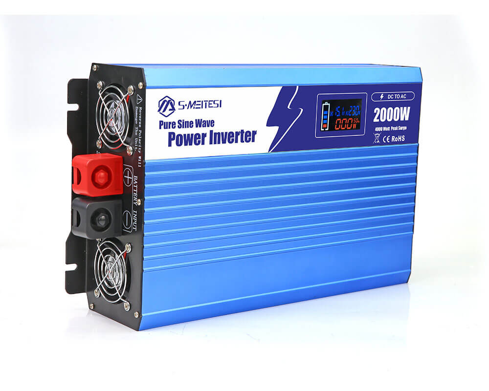 RV Off-Grid Inverter 2000W – LCD Screen Shows AC Run Time, Silent Cooling for Night Use