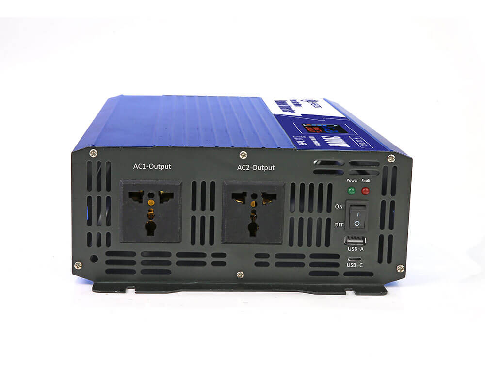 RV Off-Grid Inverter 2000W – LCD Screen Shows AC Run Time, Silent Cooling for Night Use
